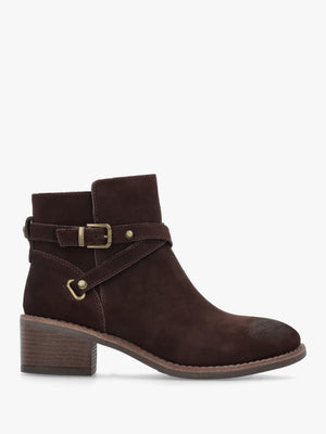 Orlena Brown Suede Cross Strap Ankle Boots