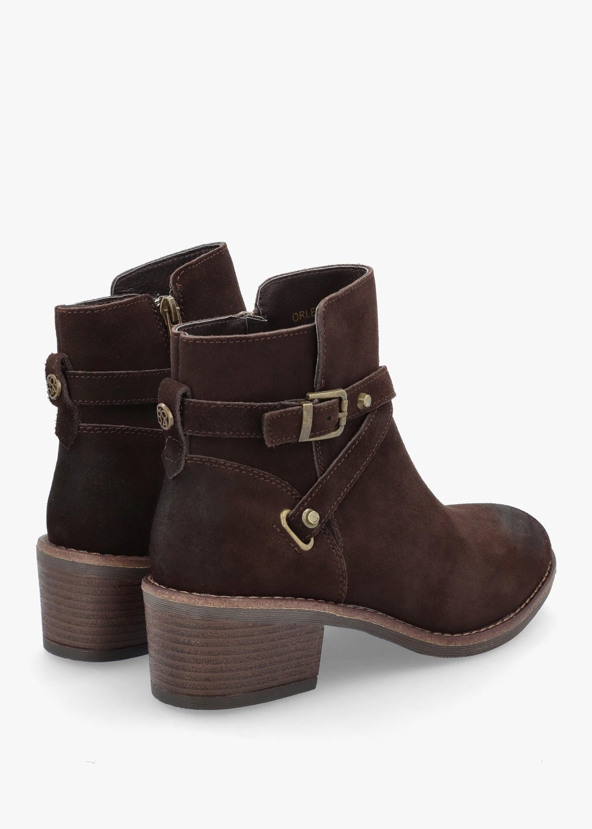 Orlena Brown Suede Cross Strap Ankle Boots