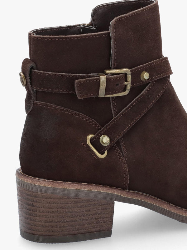 Orlena Brown Suede Cross Strap Ankle Boots
