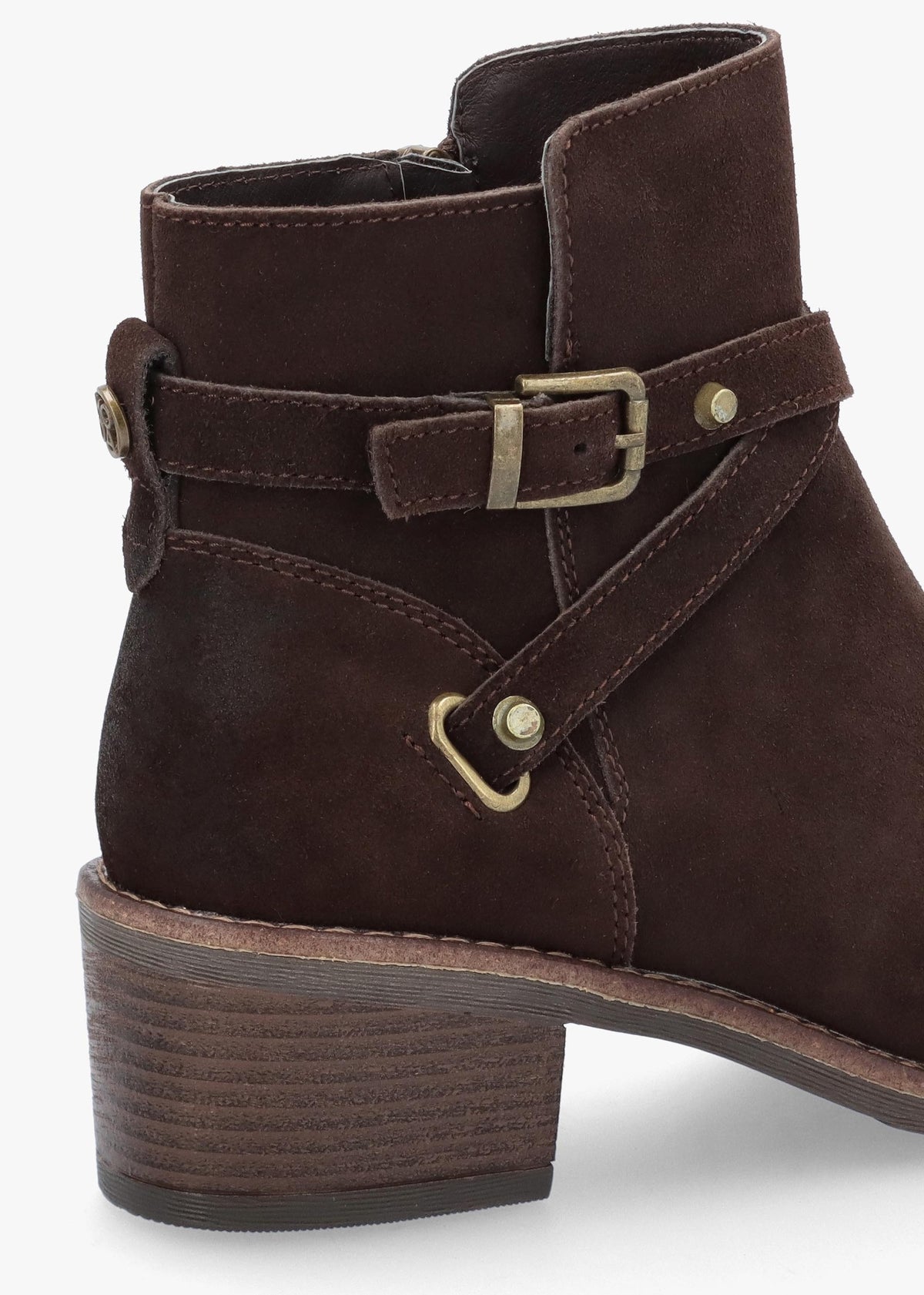 Orlena Brown Suede Cross Strap Ankle Boots