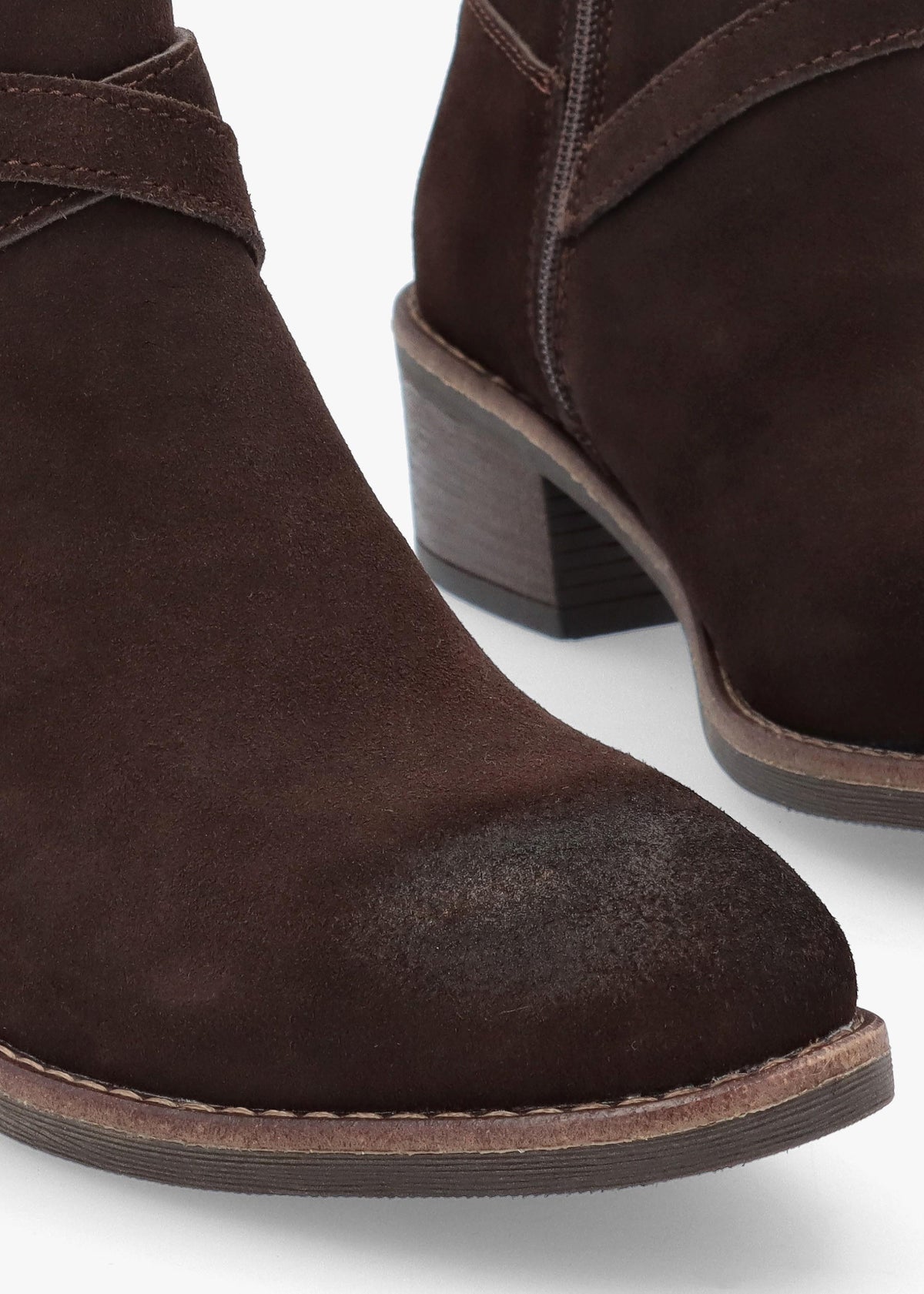 Orlena Brown Suede Cross Strap Ankle Boots