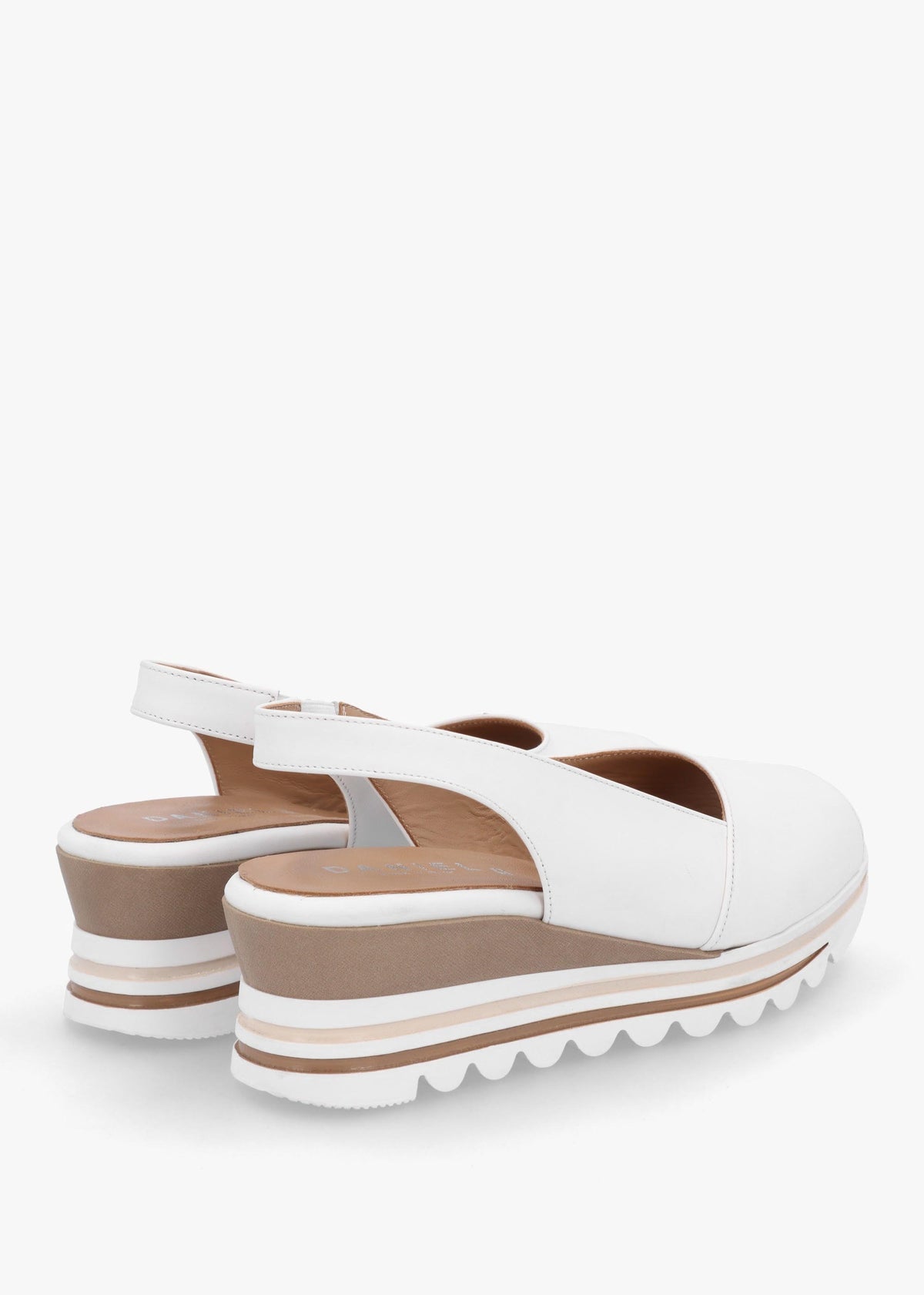 Canna White Leather Peep Toe Wedge Sandals