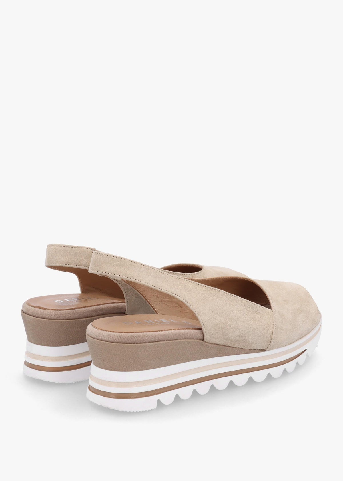 Canna Beige Suede Peep Toe Wedge Sandals