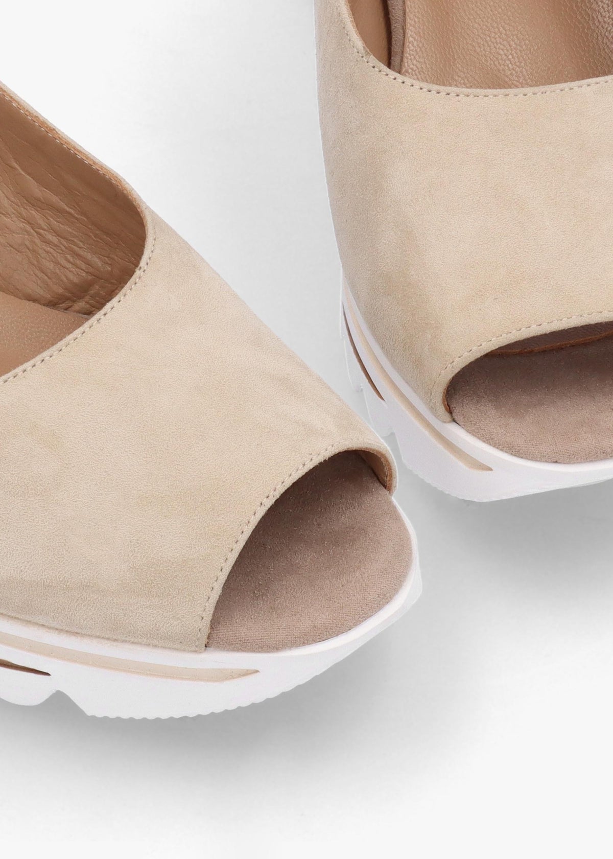 Canna Beige Suede Peep Toe Wedge Sandals