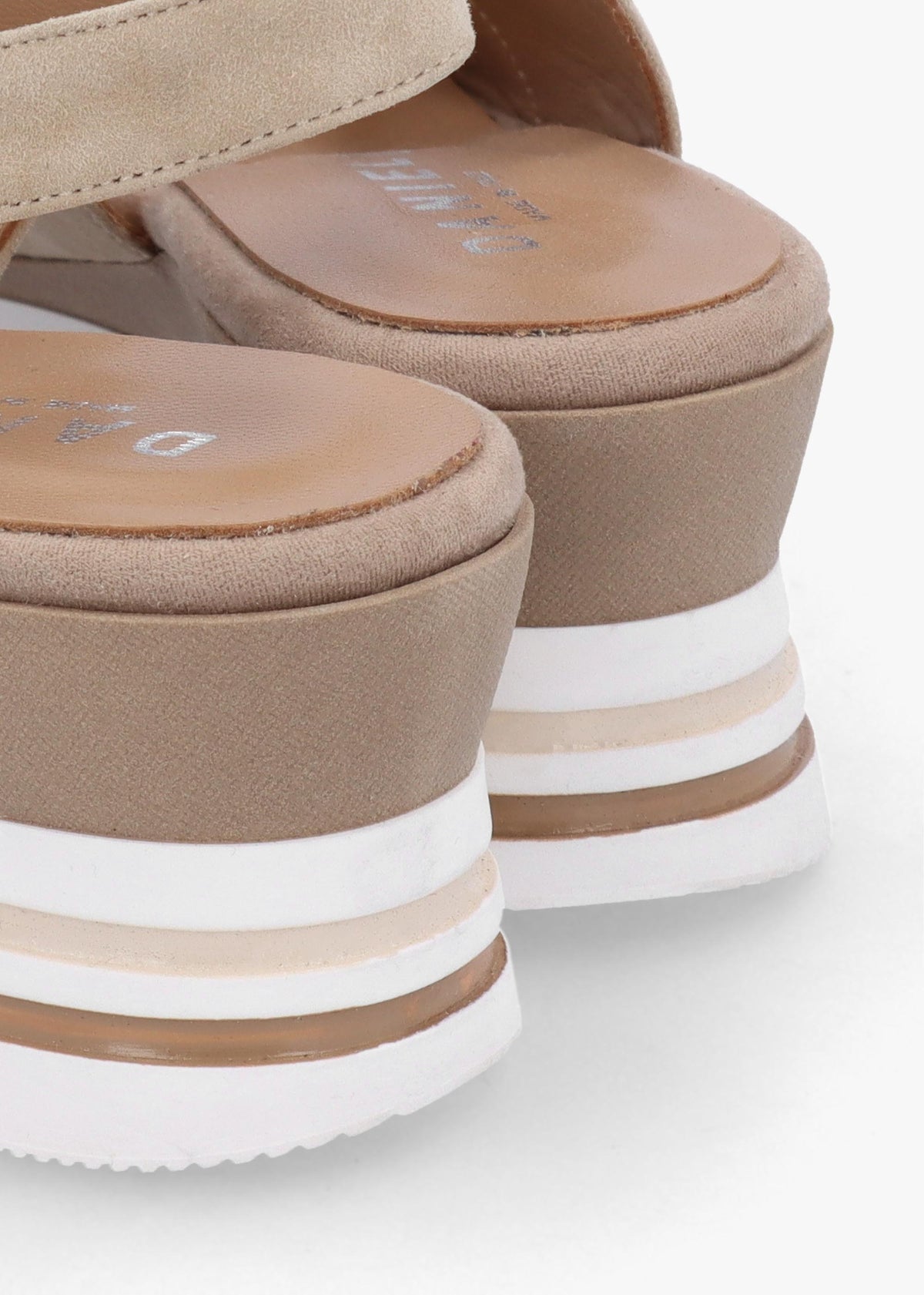 Canna Beige Suede Peep Toe Wedge Sandals