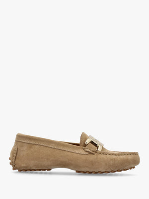 Privey Beige Suede Moccasin Loafers