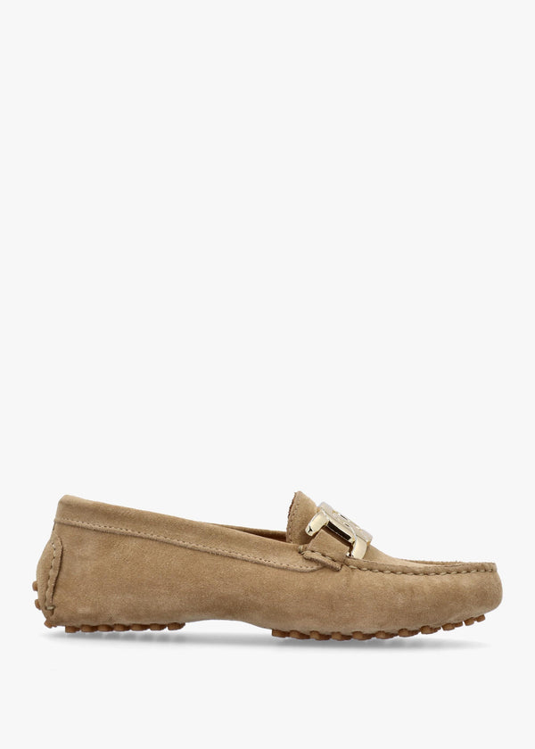 Privey Beige Suede Moccasin Loafers