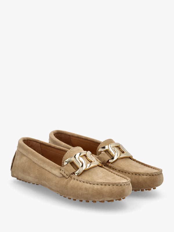 Privey Beige Suede Moccasin Loafers