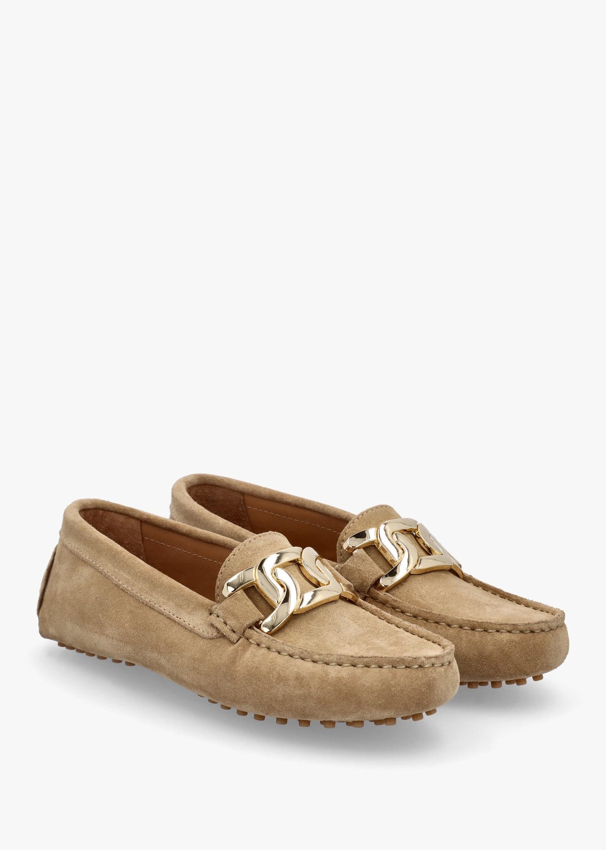 Privey Beige Suede Moccasin Loafers