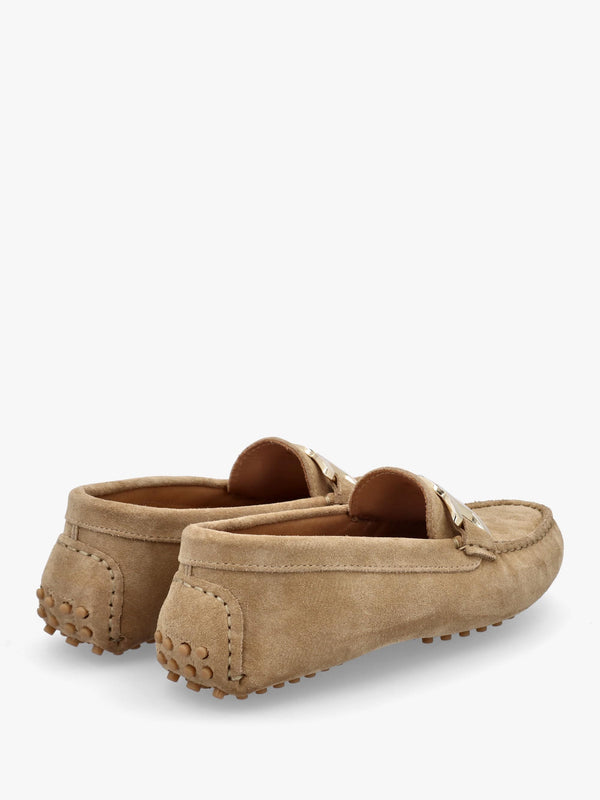 Privey Beige Suede Moccasin Loafers