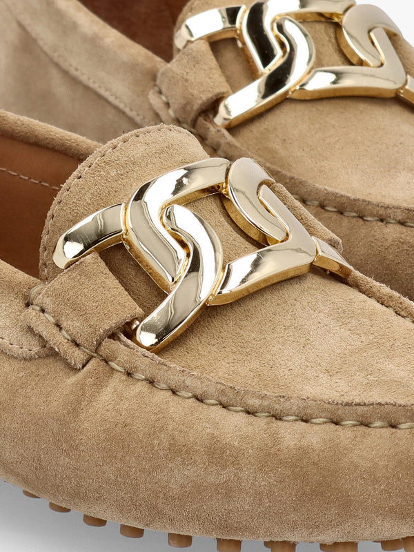 Privey Beige Suede Moccasin Loafers