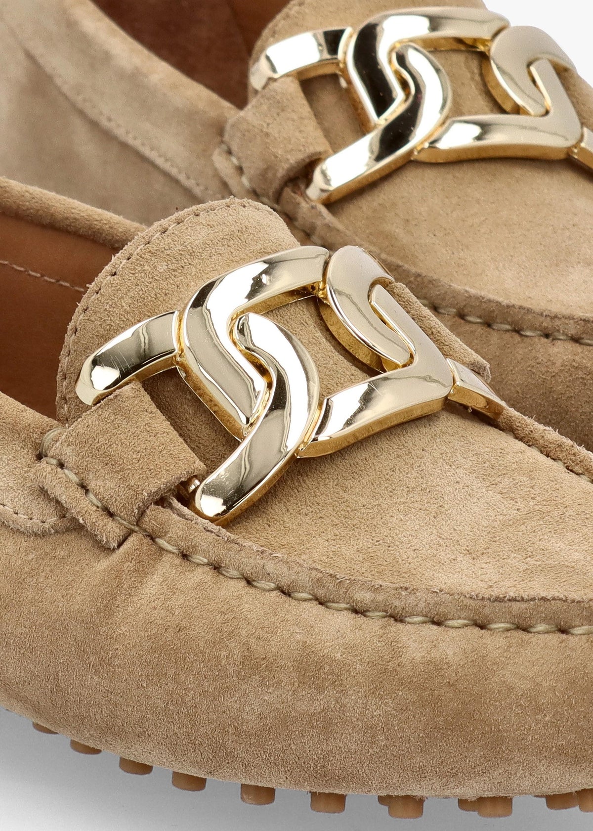 Privey Beige Suede Moccasin Loafers