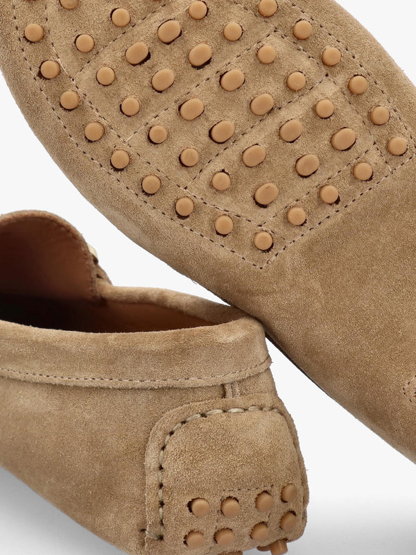 Privey Beige Suede Moccasin Loafers