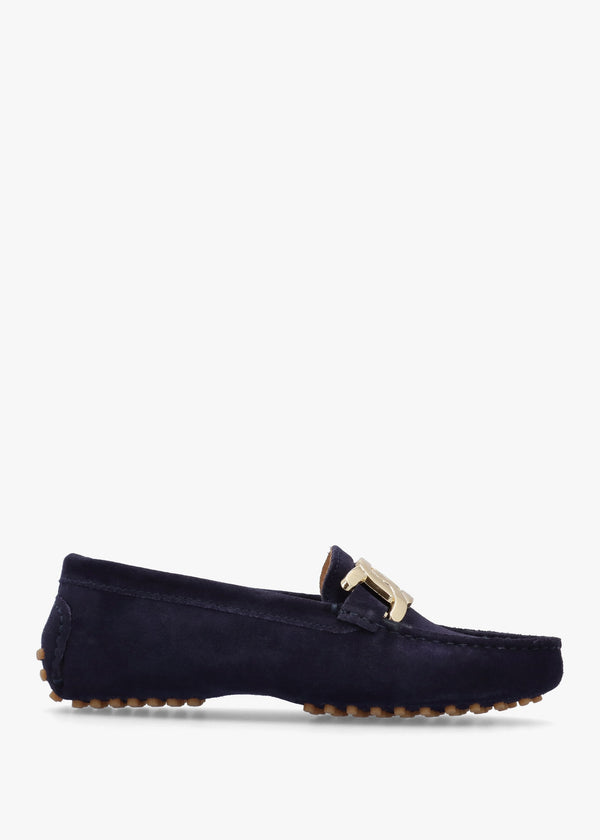 Privey Navy Suede Moccasin Loafers
