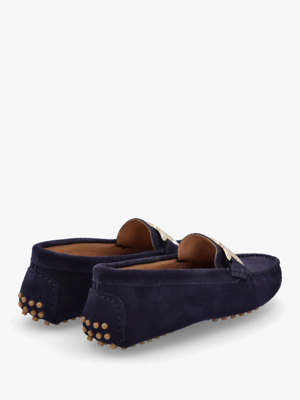 Privey Navy Suede Moccasin Loafers