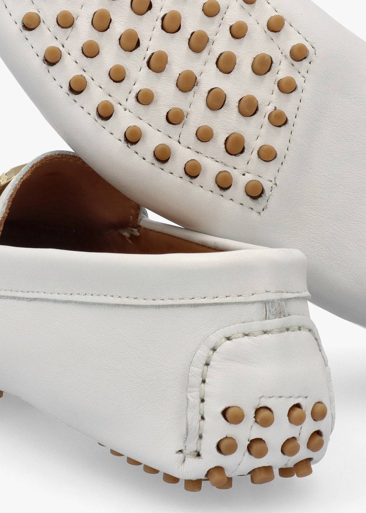 Privey White Leather Moccasin Loafers