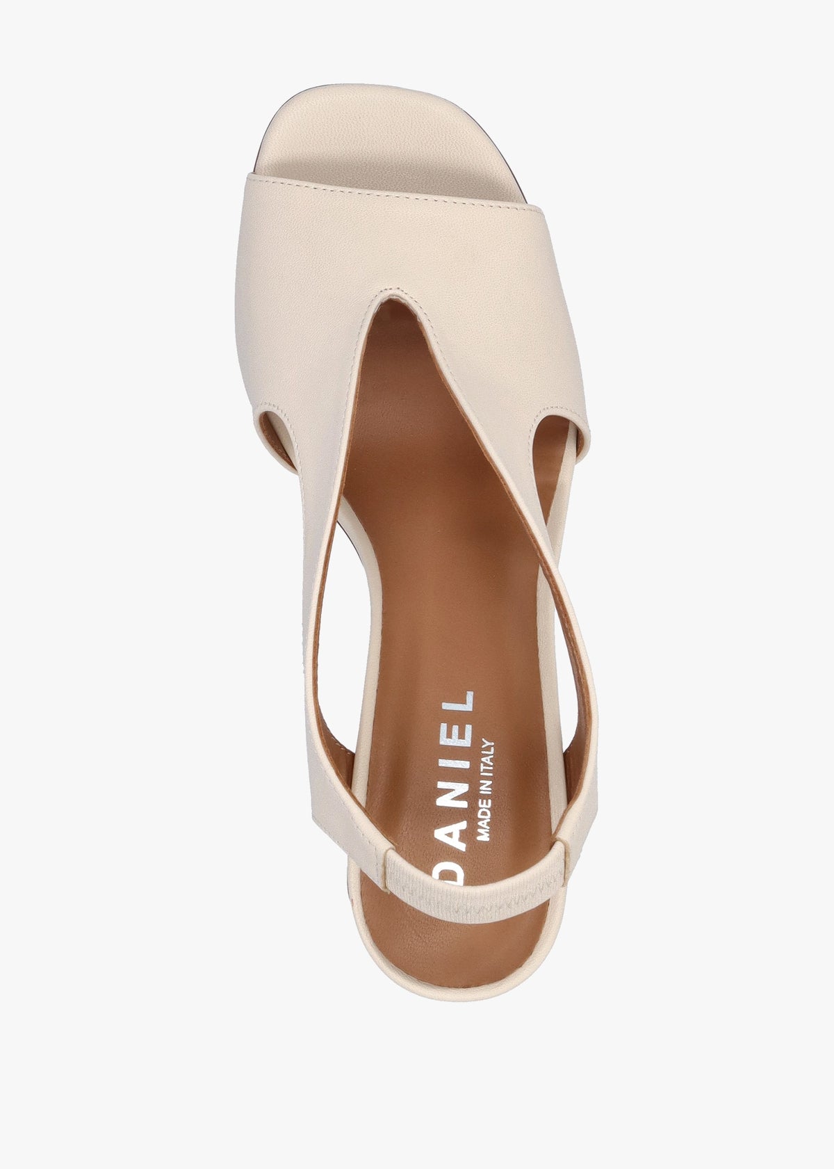 Scoop Cream Leather Cut Away Shaped Heel Sandals
