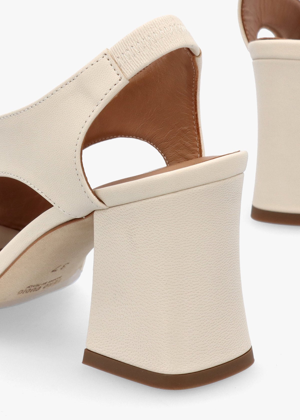 Scoop Cream Leather Cut Away Shaped Heel Sandals