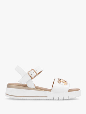Rosnaf White Leather Snaffle Sandals