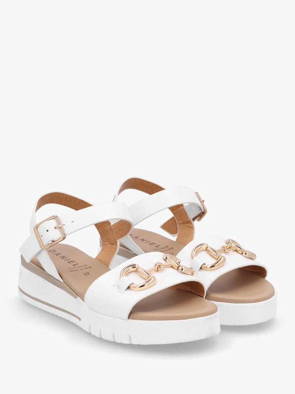 Rosnaf White Leather Snaffle Sandals