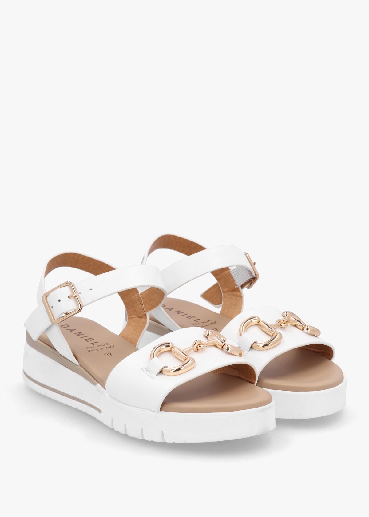 Rosnaf White Leather Snaffle Sandals
