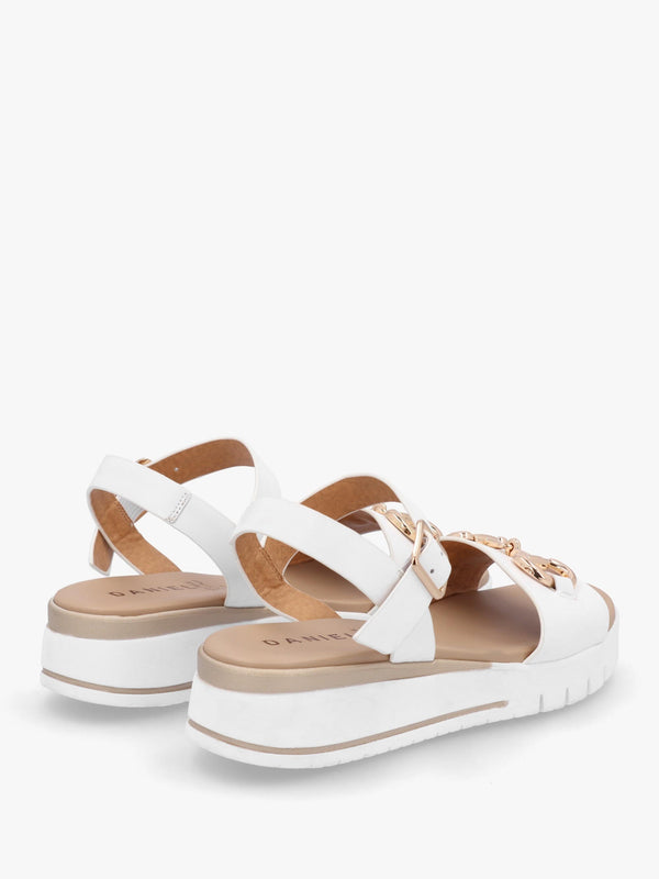Rosnaf White Leather Snaffle Sandals