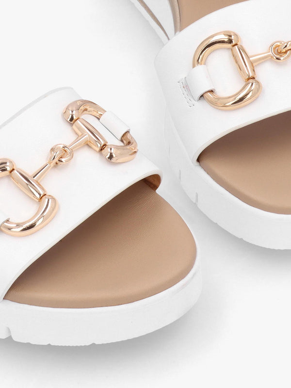 Rosnaf White Leather Snaffle Sandals