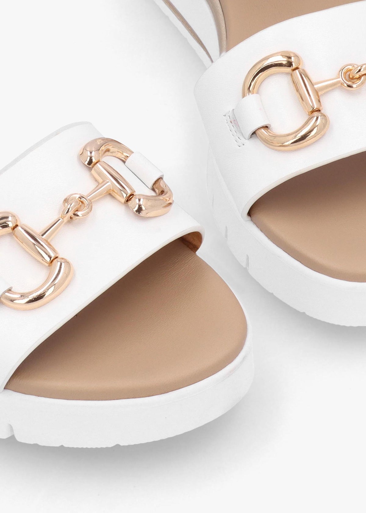 Rosnaf White Leather Snaffle Sandals