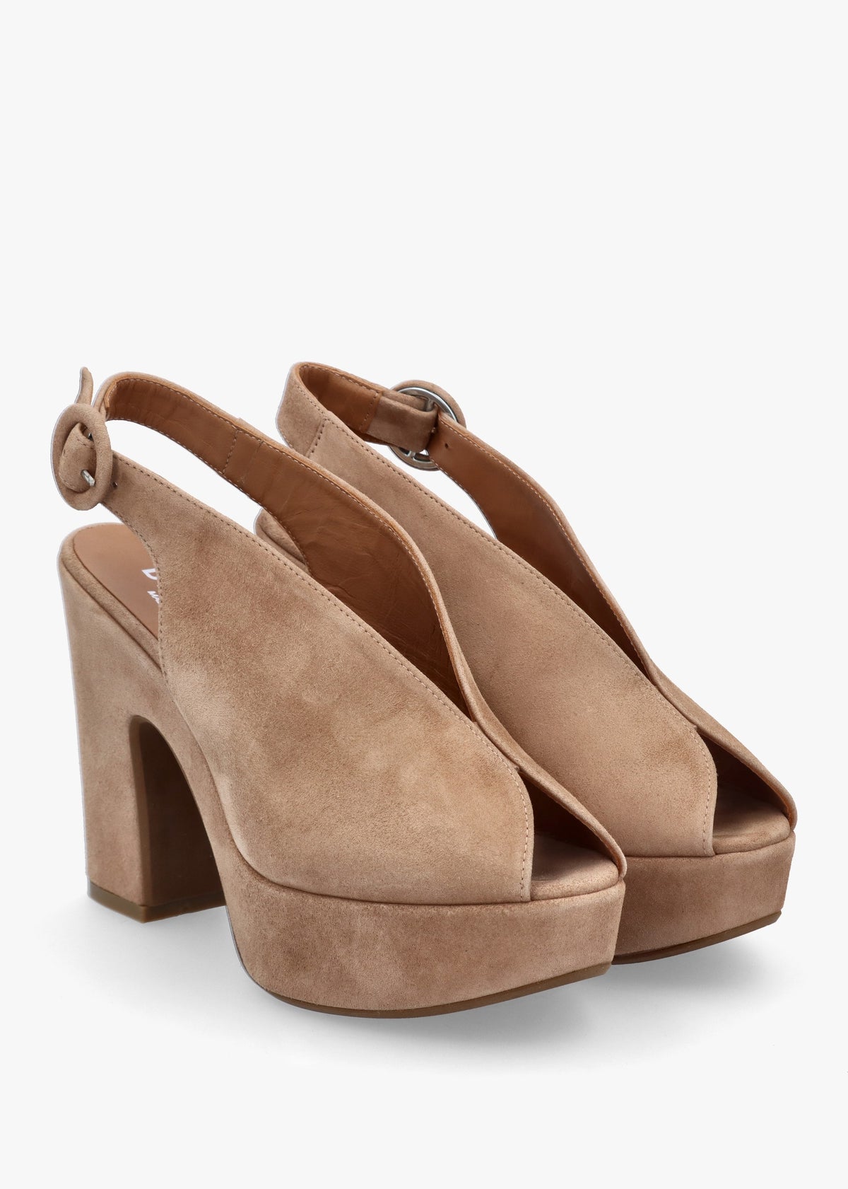 Solay Beige Suede Platform Heeled Sandals