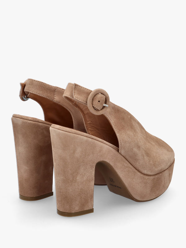 Solay Beige Suede Platform Heeled Sandals