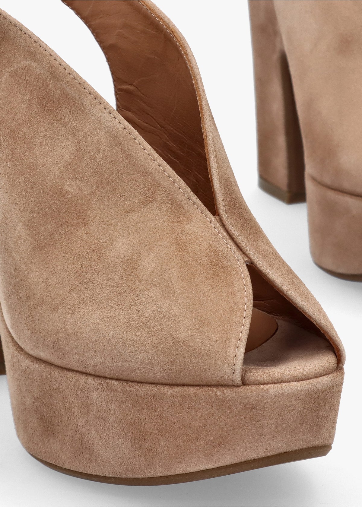 Solay Beige Suede Platform Heeled Sandals