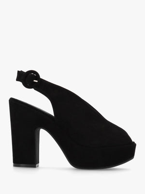 Solay Black Suede Platform Heeled Sandals