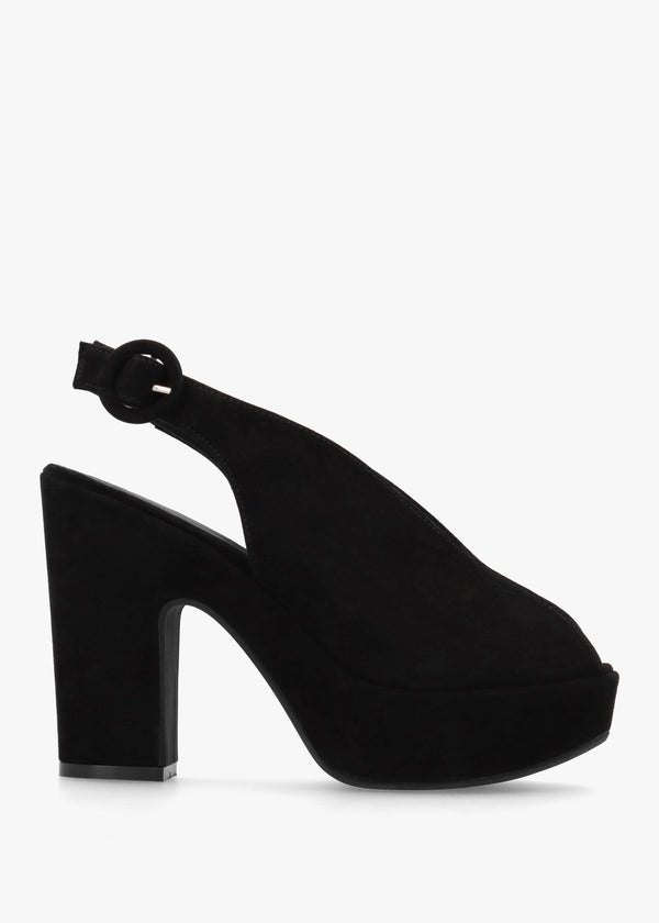 Solay Black Suede Platform Heeled Sandals