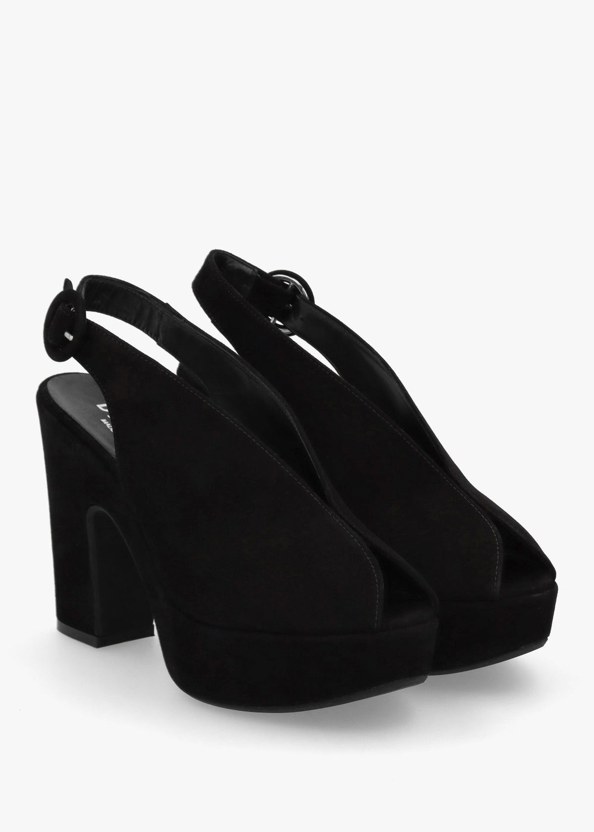 Solay Black Suede Platform Heeled Sandals