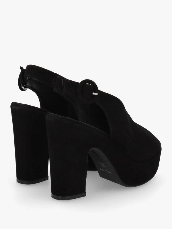 Solay Black Suede Platform Heeled Sandals