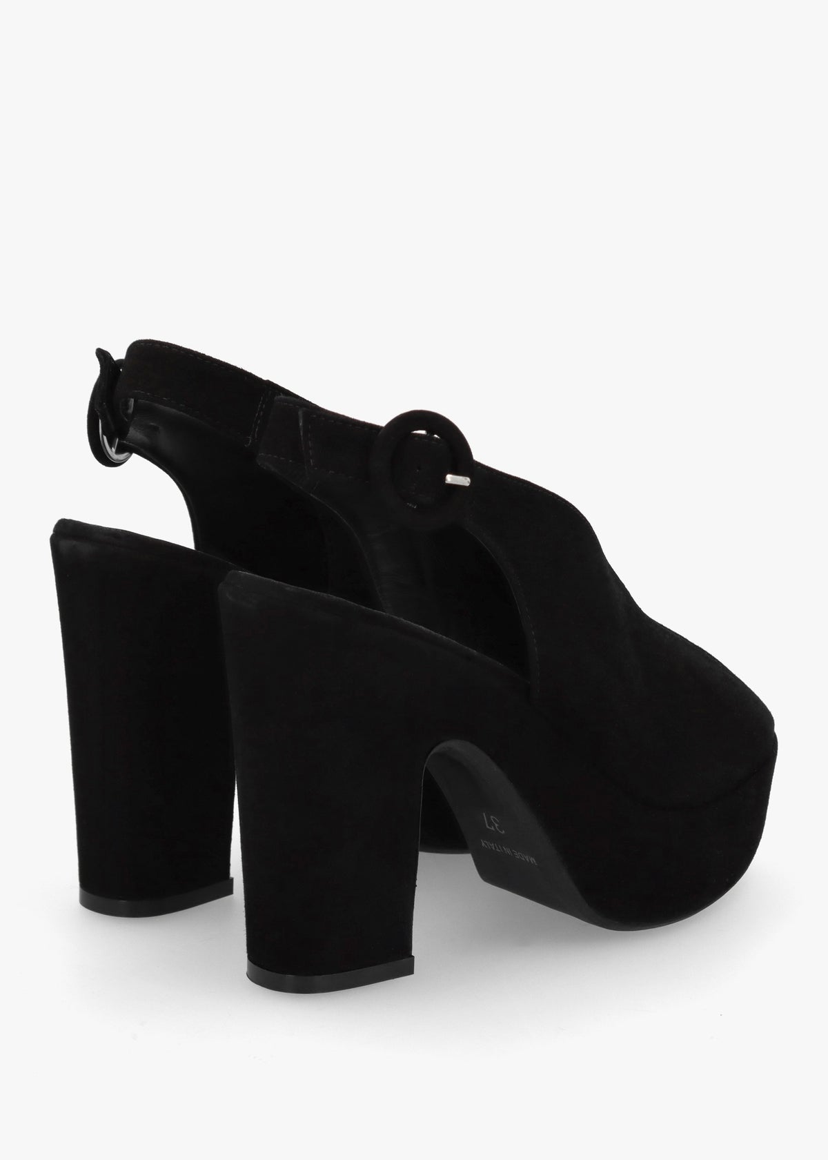 Solay Black Suede Platform Heeled Sandals