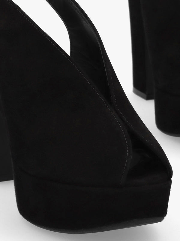 Solay Black Suede Platform Heeled Sandals