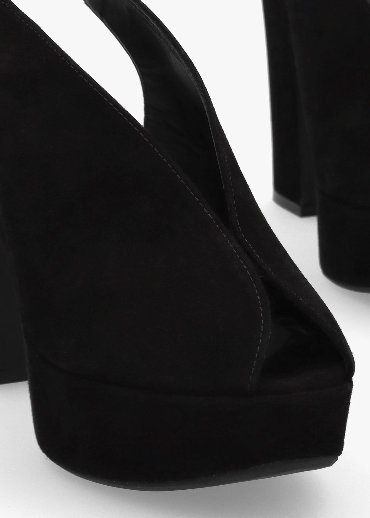 Solay Black Suede Platform Heeled Sandals