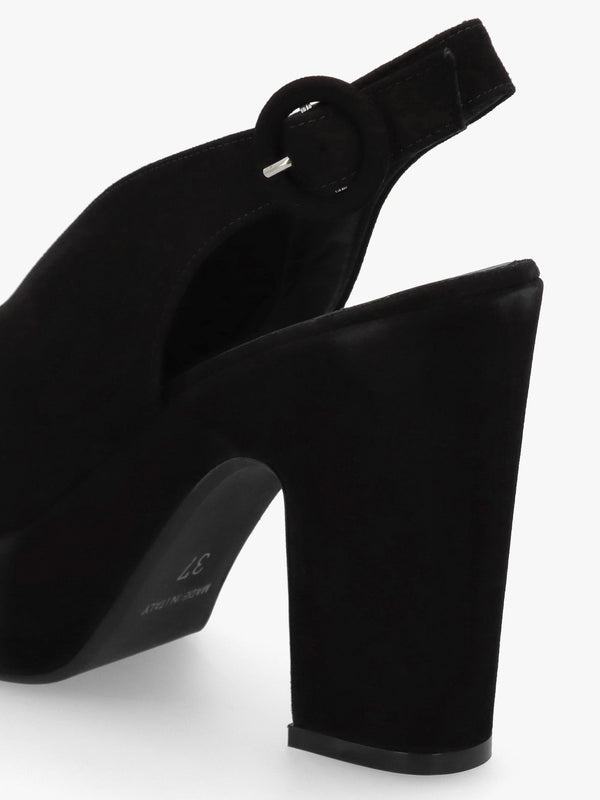 Solay Black Suede Platform Heeled Sandals