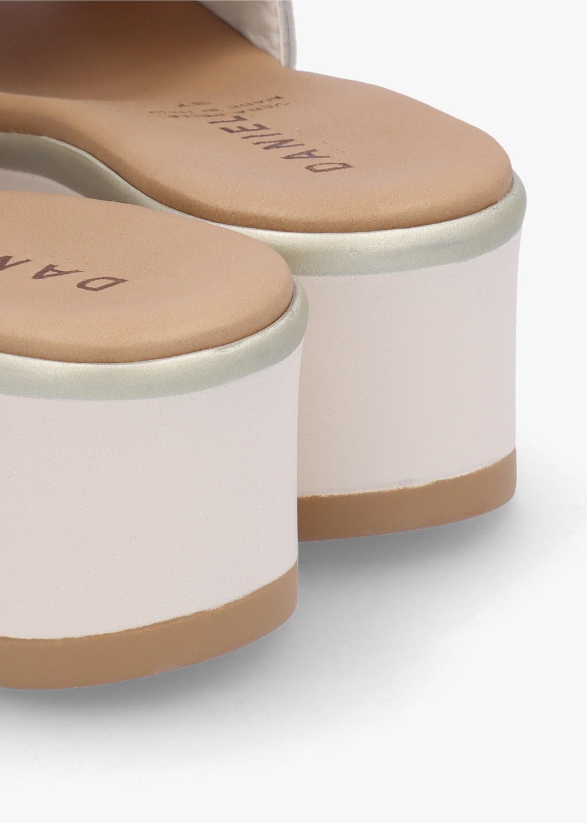 Robow White Leather Knot Top Mules