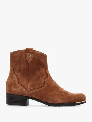 Tan Suede Western Ankle Boots
