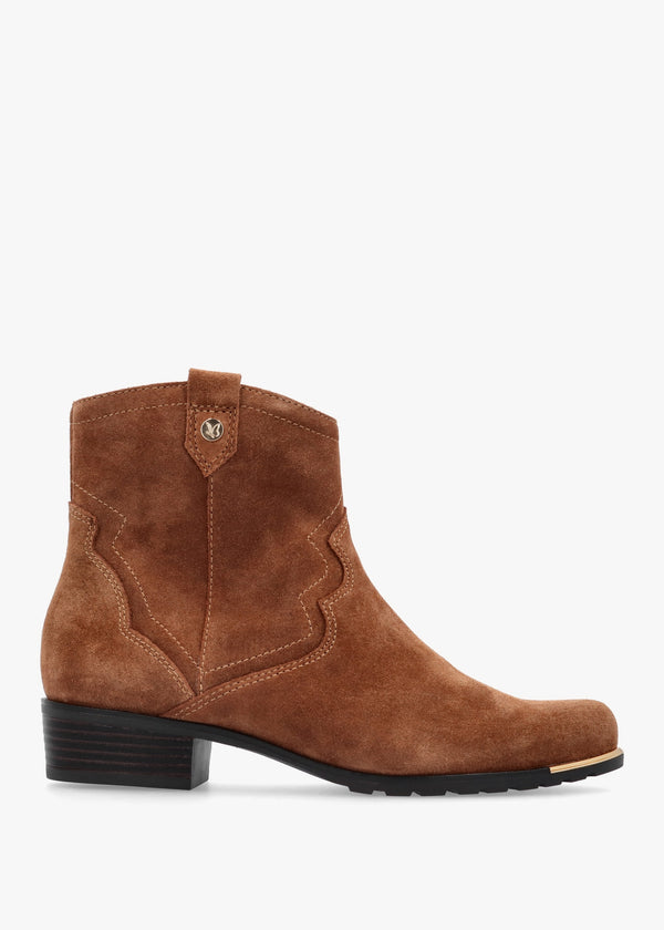 Tan Suede Western Ankle Boots
