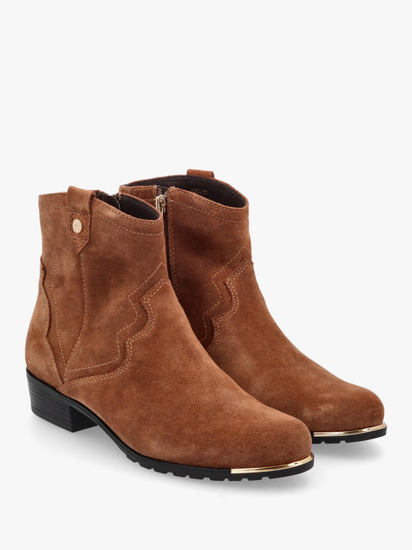 Tan Suede Western Ankle Boots
