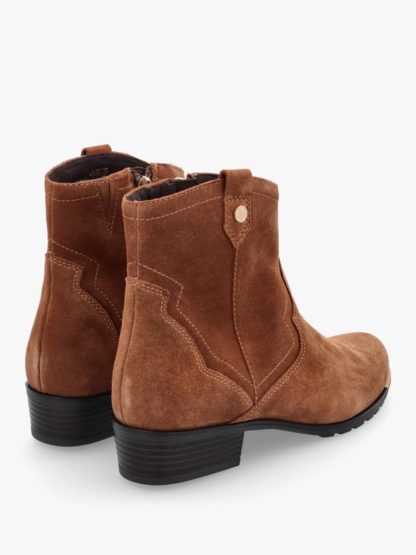 Tan Suede Western Ankle Boots