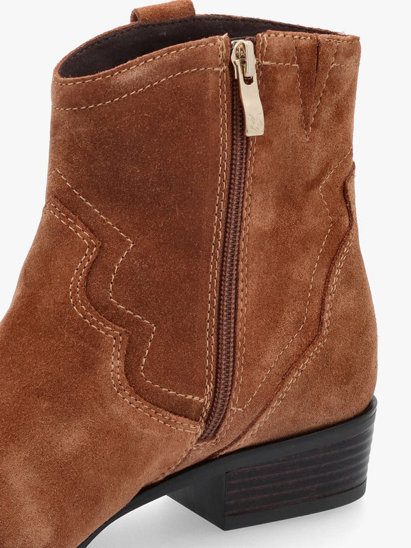 Tan Suede Western Ankle Boots