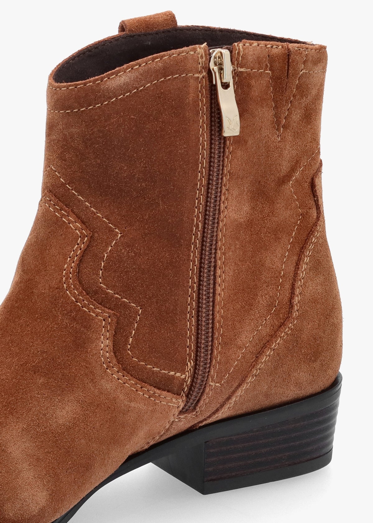 Tan Suede Western Ankle Boots