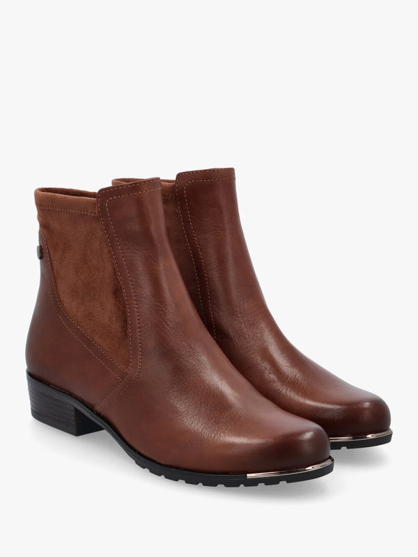 Tan Leather Elasticated Insert Ankle Boots