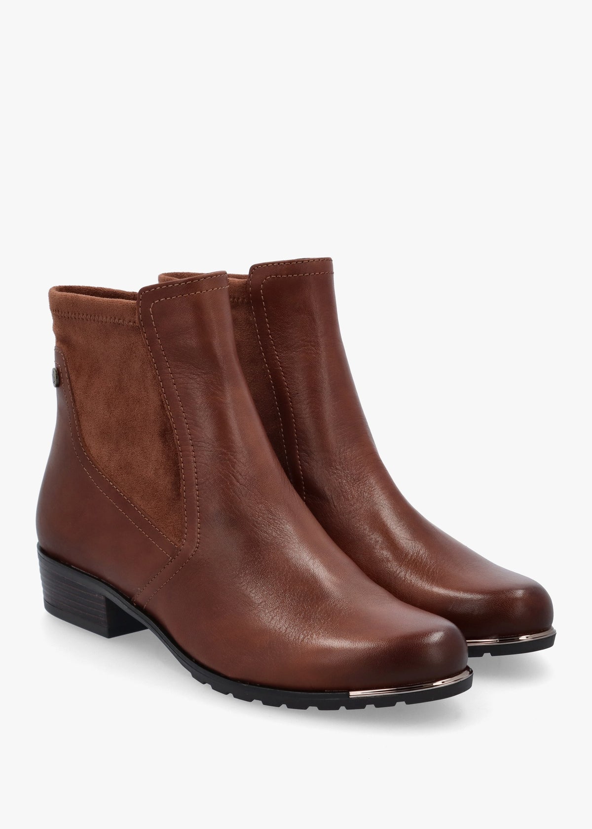 Tan Leather Elasticated Insert Ankle Boots