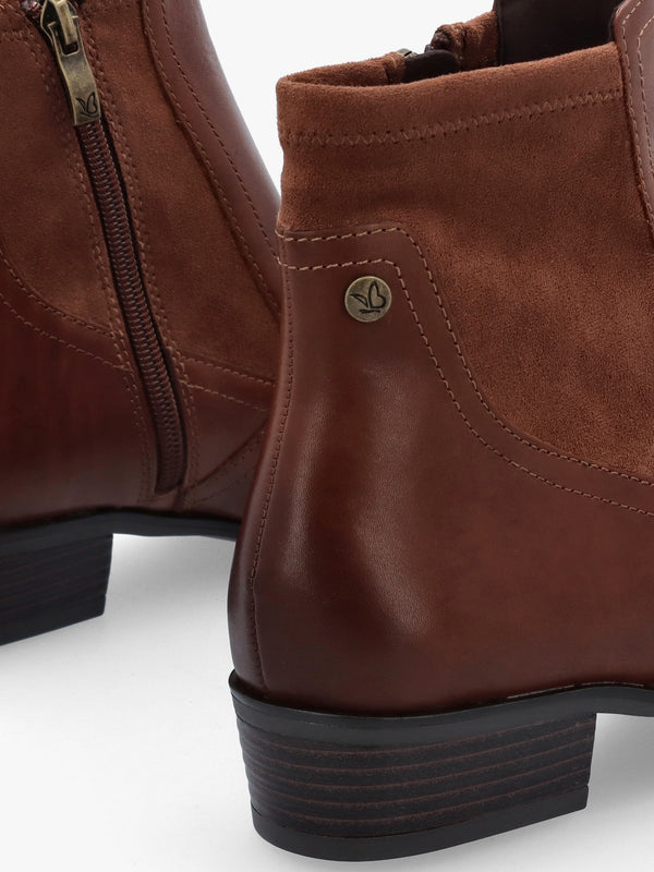 Tan Leather Elasticated Insert Ankle Boots