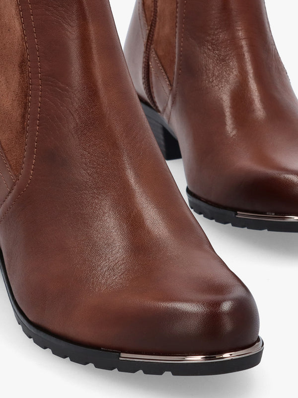Tan Leather Elasticated Insert Ankle Boots